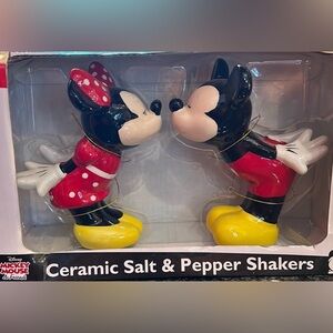 Disney Mickey and Minnie Ceramic Salt & Pepper Shakers - Red, Black, Yellow